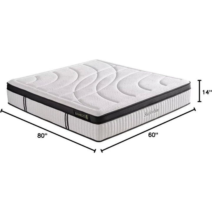 2025NEW Queen Mattress, 14 Inch Euro Top Gel Memory Foam and Pocket Coils Innerspring Hybrid Mattress Queen with 7 Premium Layer