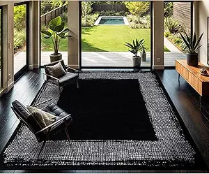 Boho Moroccan Black and White Rug Geometric Diamond 6x9 Area Rugs for Living Room Bedroom Kitchen Modern Bohemian Soft Stain Re
