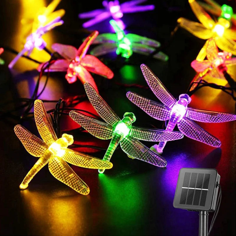 Solar Dragonfly Fairy String Lights â€“ 20 LED Waterproof Outdoor/Indoor Decorative Accent | Garden, Fence, Patio, Party | Trufairs