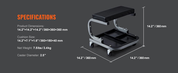 SucceBuy Mechanic Stool 250 LBS Rolling Pneumatic Creeper Garage/Shop Seat Padded Rolling Workshop Stool for Garage Auto Repair
