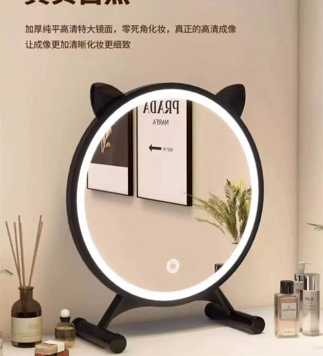 Unique Makeup Mirror Compact Korean Bedroom Funky Girl Aesthetic Items Art Circular Mirror Cosmetics Vestidores Decoracao Quarto