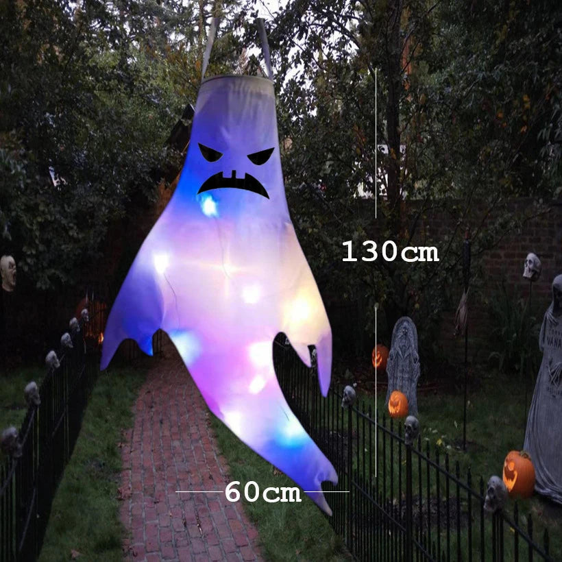 42/130cm Halloween Outdoor Ghost pendant LED Lights Battery Power Ghost Horror Grimace Glowing Party Props Halloween Decoration