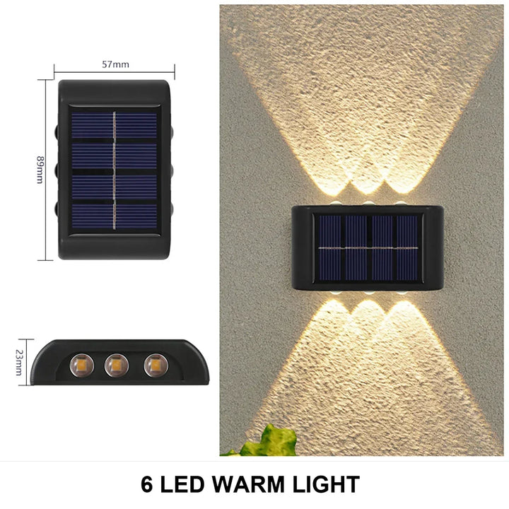 Waterproof Solar Wall Light â€“ 6-LED Outdoor Decorative Lights for Landscape, Garden, Courtyard, or Street | Trufairs