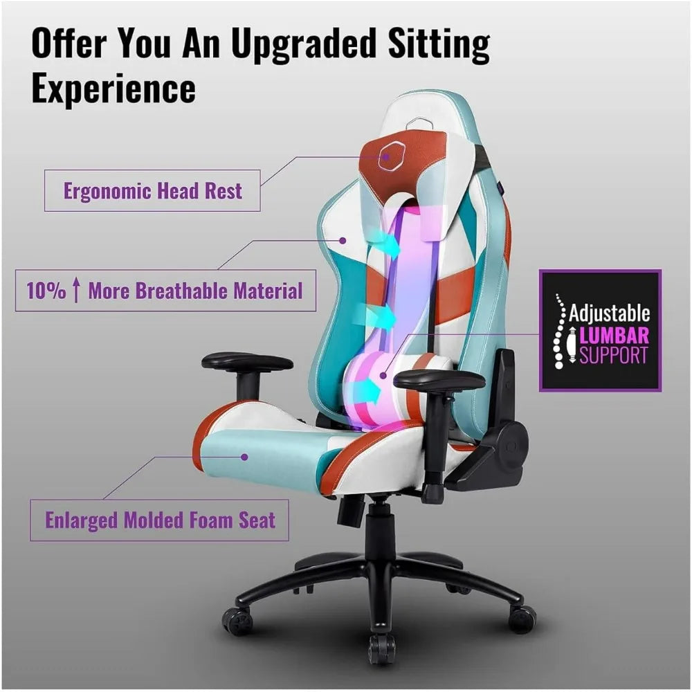 Cooler Master Caliber R2S Gaming Chair for Computer Game, Office and Racing Style Gamer, Comfy Ergonomic Reclining High Back