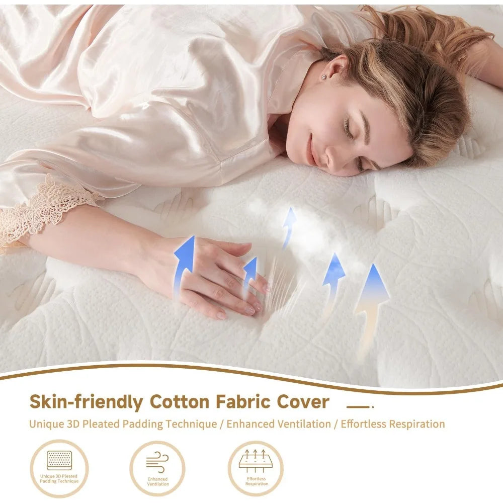 10 Inch Queen Size Hybrid Mattress with Gel Memory Foam and Individual Pocketed Coils for Motion Isolation & Edge Support