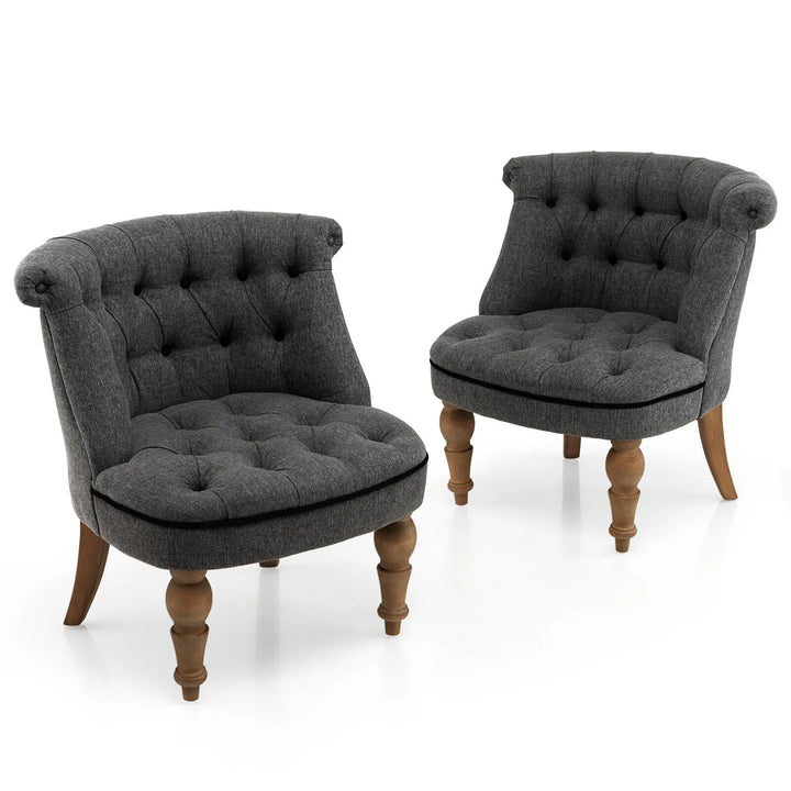 Set of 2 Armless Accent Chairs Upholstered Slipper Chairs w/ Beech Wood Legs
