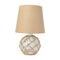 Buoy Rope Nautical Mesh Coastal Ocean Glass Table Lamp, woven from natural rope with a burlap shade