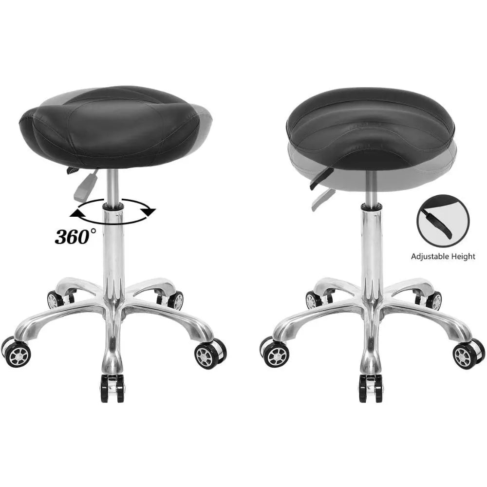 Free Delivery - Stool Rolling Chair Hydraulic Adjustable with Wheels for Office Home Salon Spa Studio (Black)