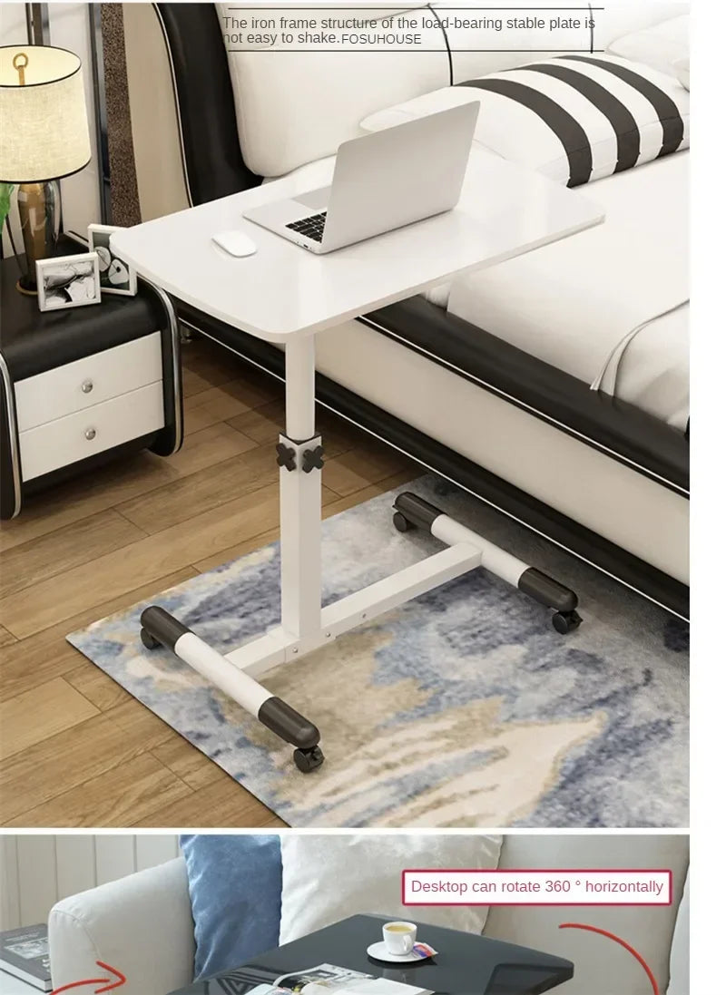 Creative Foldable Computer Desks Living Room Sofa Lazy Bed Office Desk with Wheels Lifting Bedside Table European Home Furniture