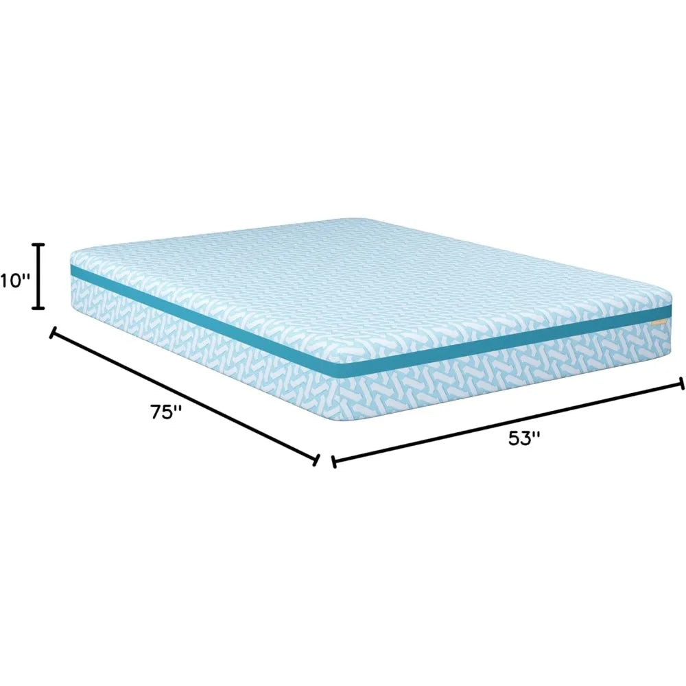 Blue Dream 10 Inch Gel Memory Foam Mattress - CertiPUR-US Certified - Medium Firmness - Pressure Relief & Motion Separat