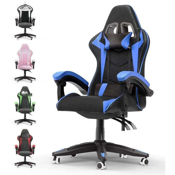 Gaming Chair with Footrest, Ergonomic Computer Game Chairs, Headrest and Lumbar Support, Adjustable Height, Reclining