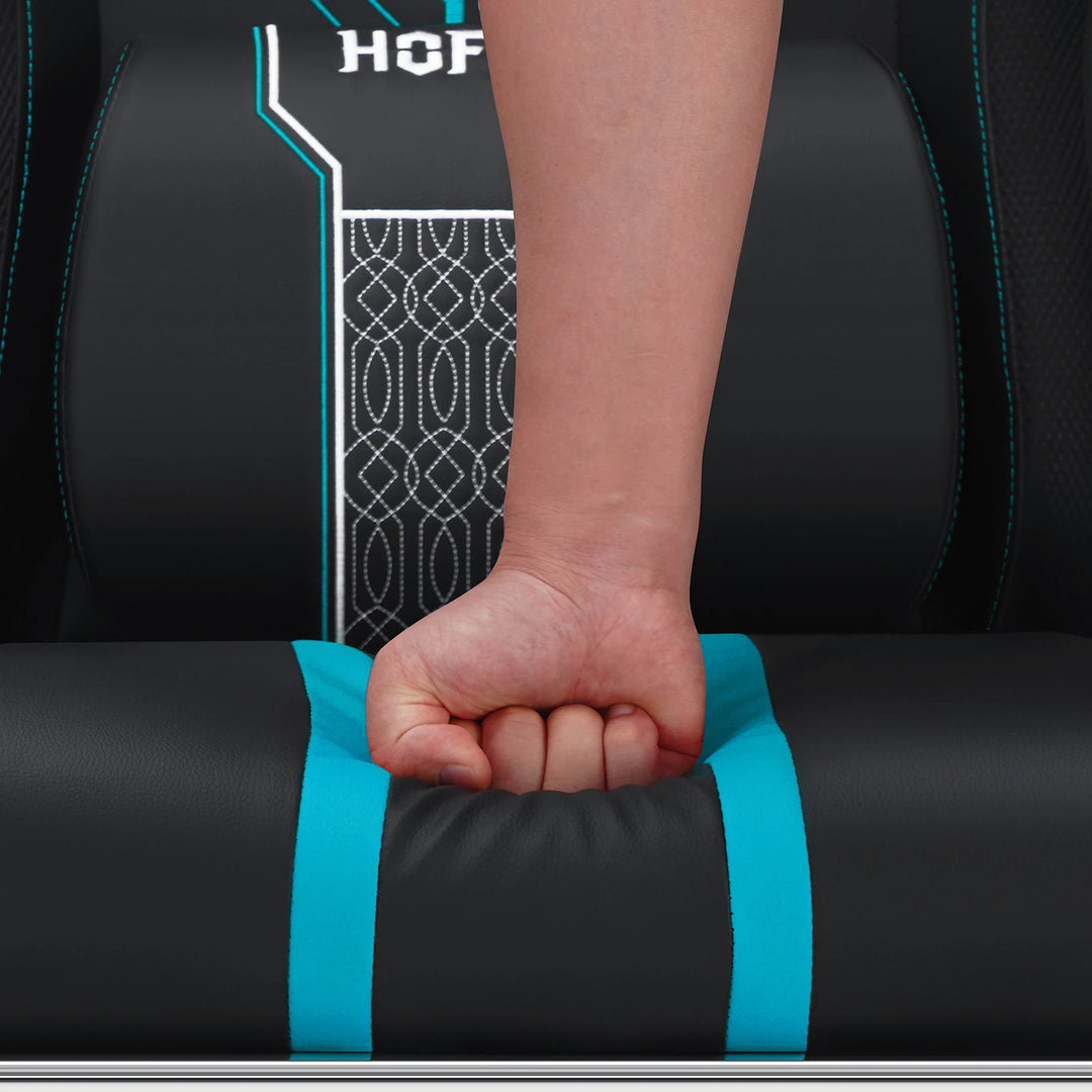 Ergonomic Gaming Chair with Massage Function PU Leather T-shaped Armrest Height Adjustable Recliner Folding Computer Chair