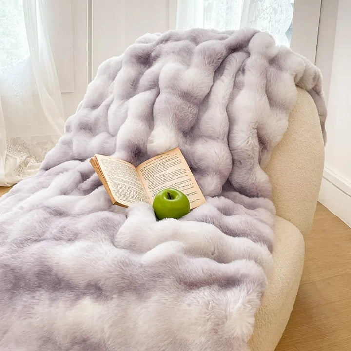 Luxury Thickened Rabbit Fur Plush Blanket High End Ultra Soft Cozy Office Nap Blanket Autumn Winter Sofa Cover for Living Room