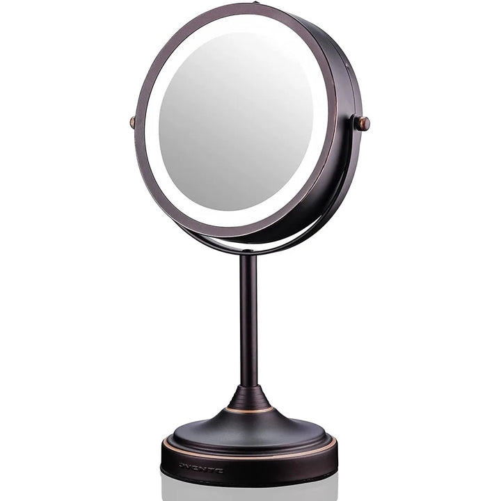 7 Inch Lighted Tabletop Makeup Mirror 1X 7X Magnification Dual Sided Swivel LED Battery Powered Great Vanity Bath Bedroom