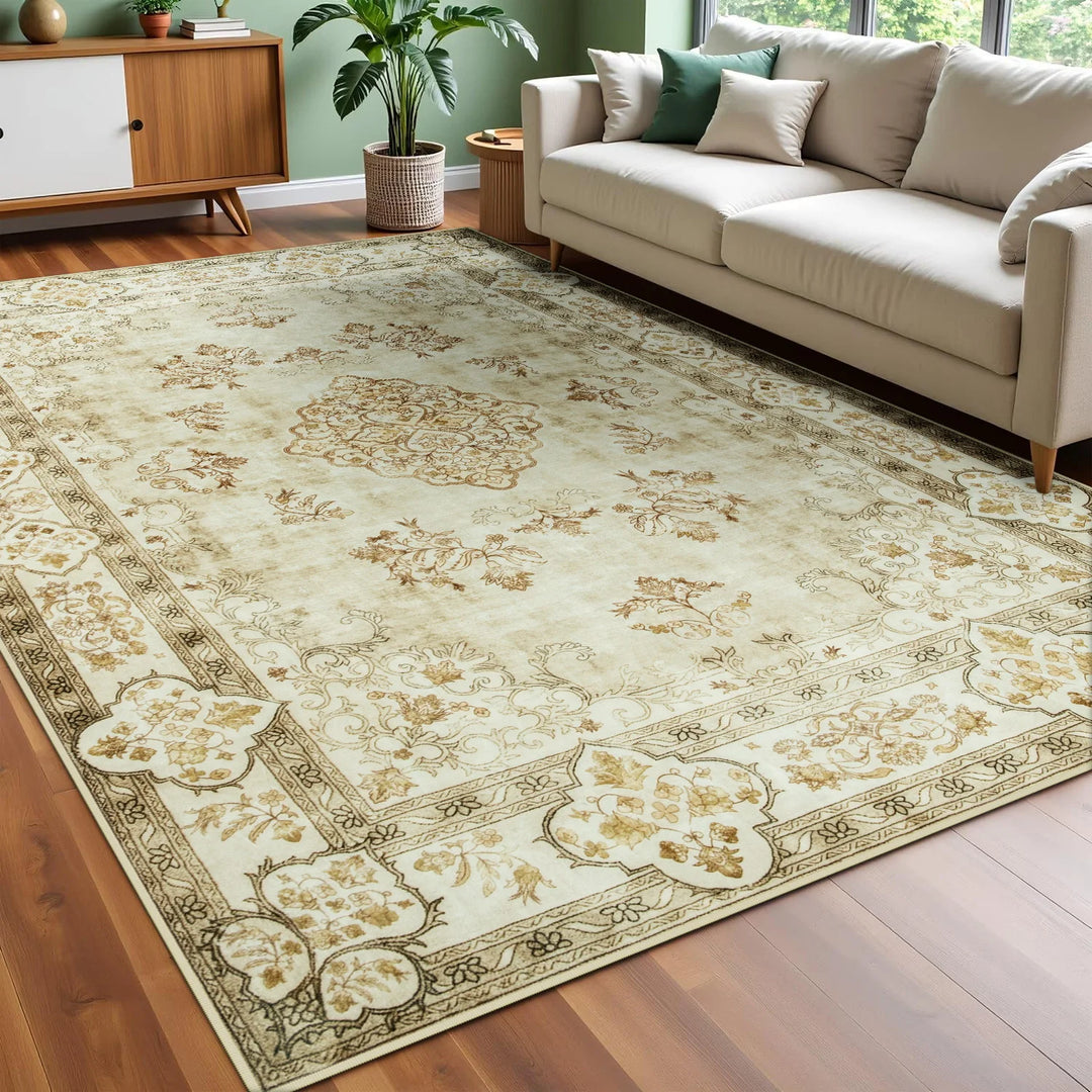 Area Rugs for Living Room Elegant Floral Traditional Faux Wool Area Rug