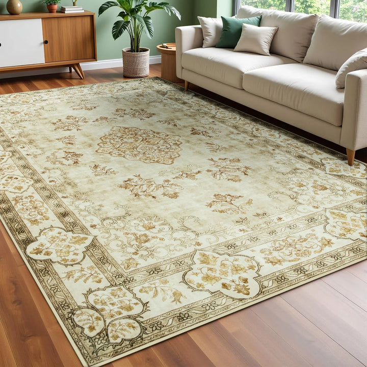 Area Rugs for Living Room Elegant Floral Traditional Faux Wool Area Rug