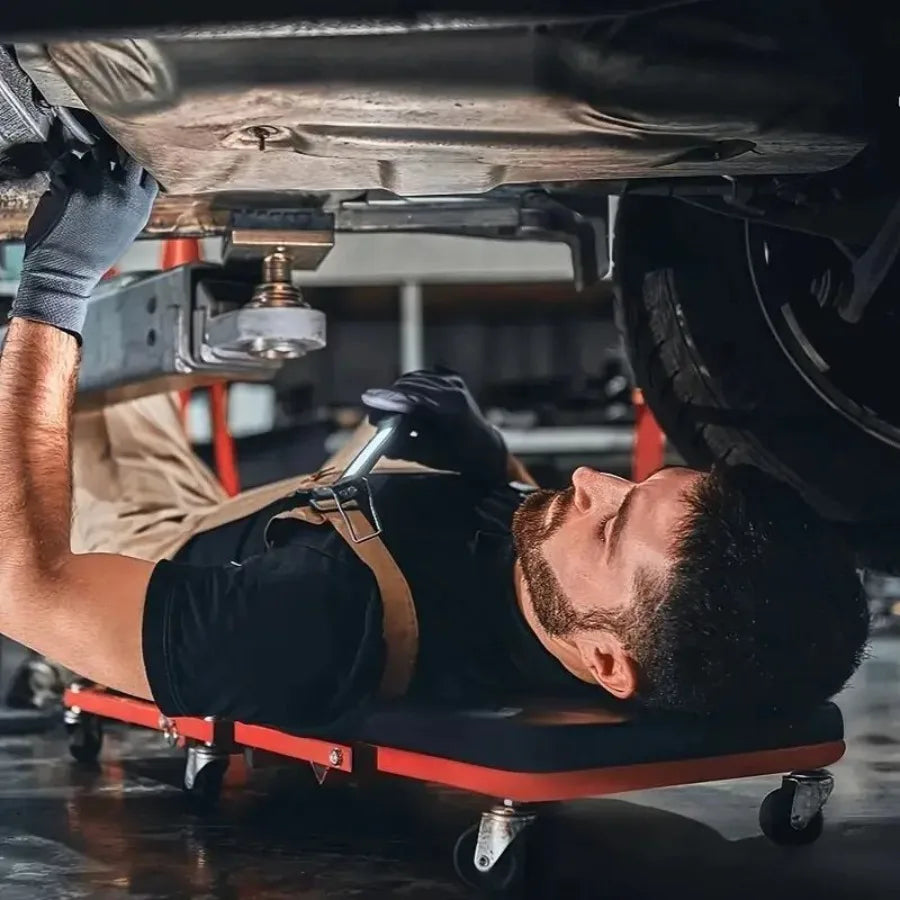 36 Inch 3 in 1 Mechanical Creeper with Brake Mode Z Seat 450 lbs Capacity Adjustable Foldable 6 Wheel Garage Rolling Seat Lay D