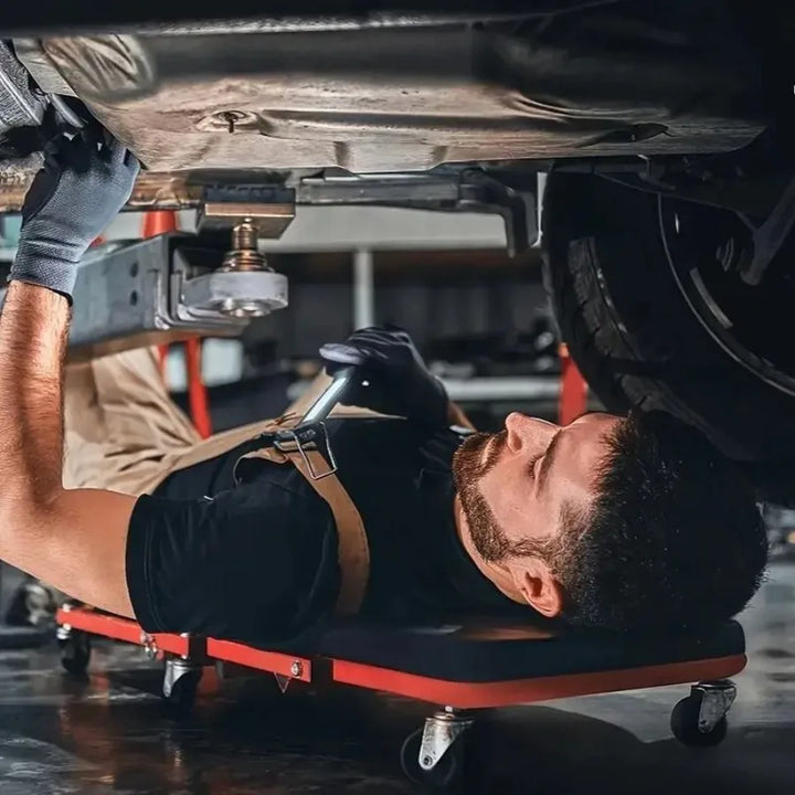 36 Inch 3 in 1 Mechanical Creeper with Brake Mode Z Seat 450 lbs Capacity Adjustable Foldable 6 Wheel Garage Rolling Seat Lay D