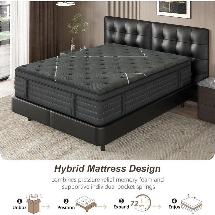 14 Inch Extra Firm King Size Mattress - Orthopedic Memory Foam Hybrid with Pocket Springs & Cooling Gel Technology