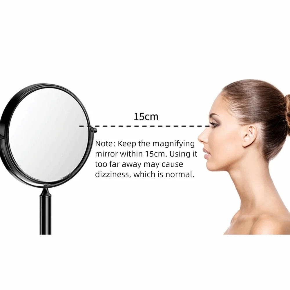 Double Sided Desktop Makeup Mirror 360 Rotating Waterproof Magnifying Cosmetic Mirror Round Free Standing Swivel Vanity Mirror
