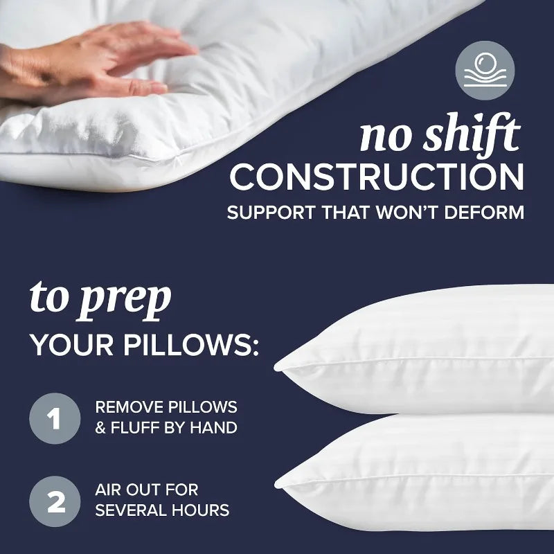 Bed Pillows King Size Set Of 2 - Down Alternative Bedding Gel Cooling Big Pillow For Back, Stomach Or Side Sleepers
