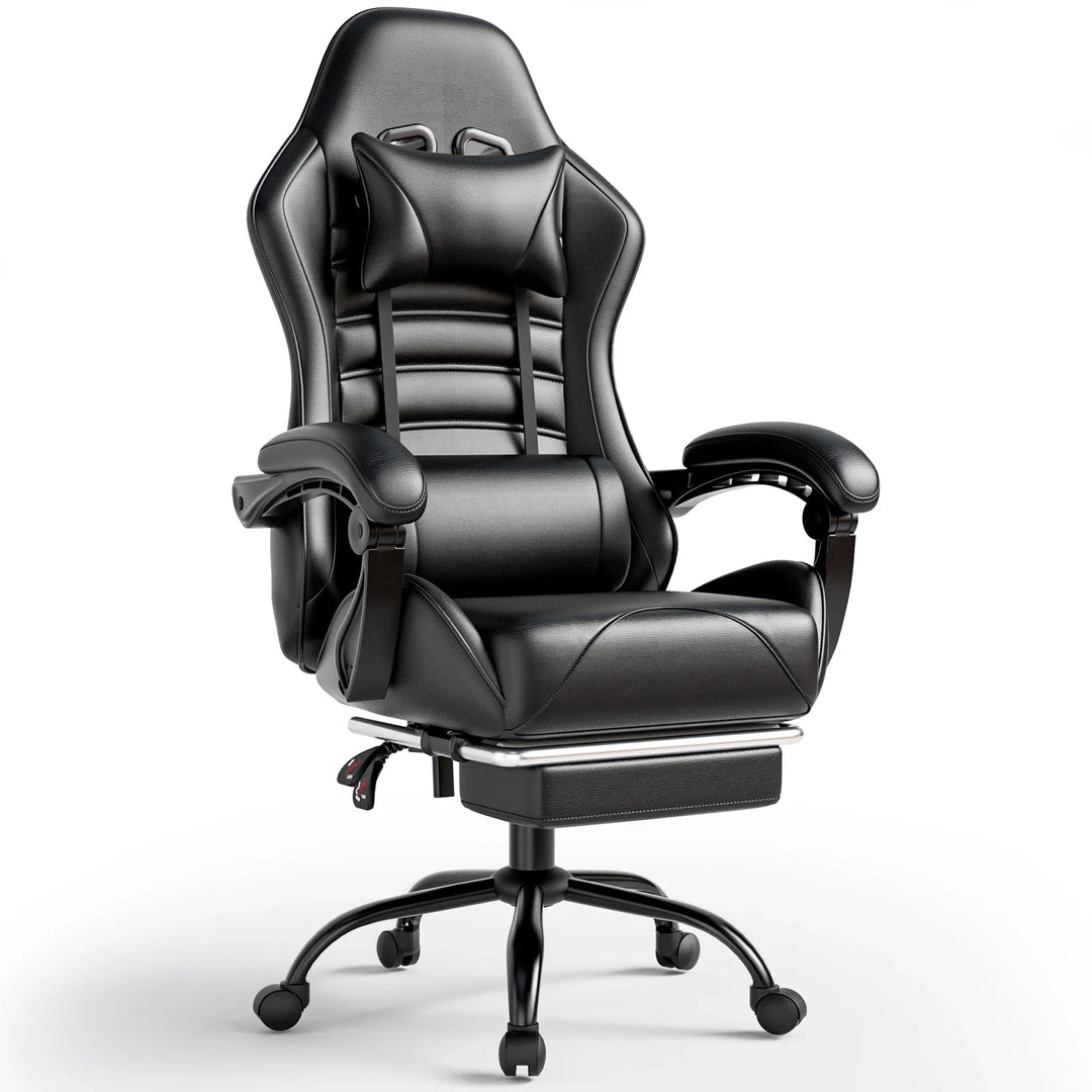 Ergonomic Gaming Chair with Footrest, Racing Style Video Game Chair for Adults, Reclining Gamer Office Chair