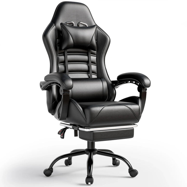 Ergonomic Gaming Chair with Footrest, Racing Style Video Game Chair for Adults, Reclining Gamer Office Chair