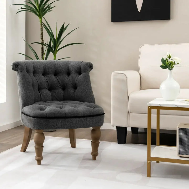 Set of 2 Armless Accent Chairs Upholstered Slipper Chairs w/ Beech Wood Legs