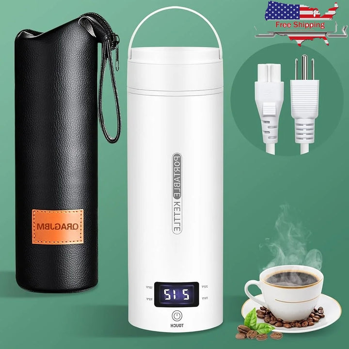 Portable Electric Kettle Travel Water Heater with 4 Temperature Control Mini Travel Tea Coffee Boiler Stainless Steel Fast