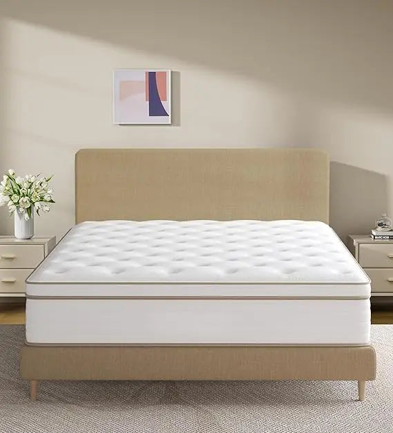 Hybrid 10 Inch Full Size Mattress in a Box, Memory Foam & Individually Pocket Spring for Pain Relief, Medium Firm