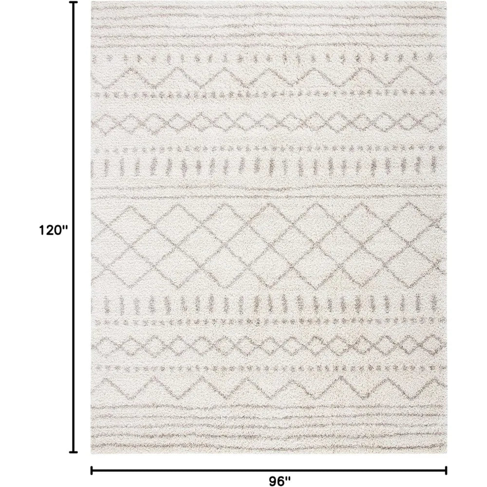 NEW-Large Area Rug 8x10 - Ivory & Beige, Moroccan Design, Non-Shedding & Easy Cleaning, Ultra Plush Thick Pile -High quality