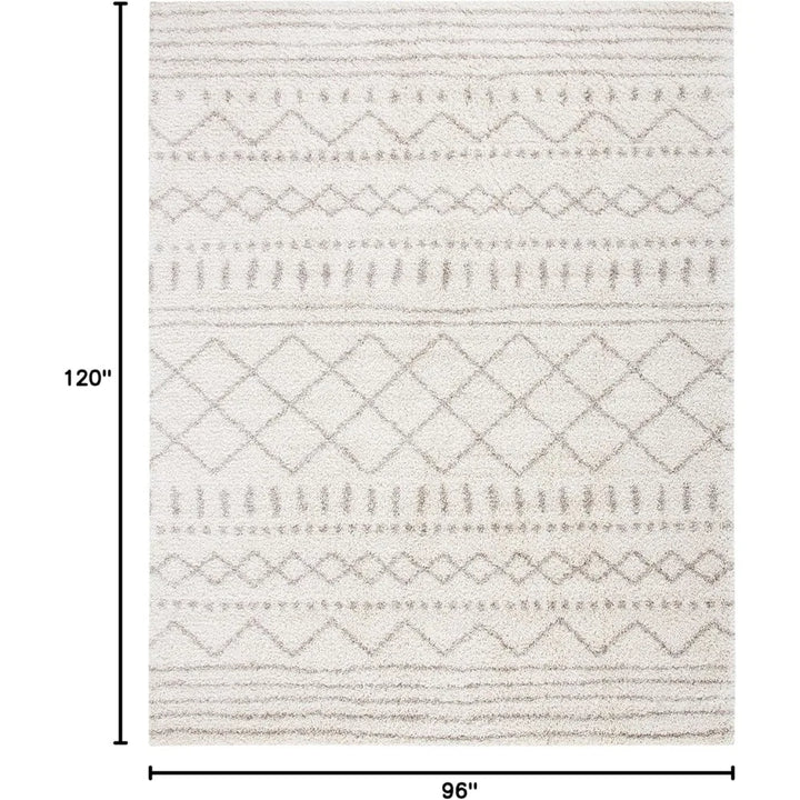 NEW-Large Area Rug 8x10 - Ivory & Beige, Moroccan Design, Non-Shedding & Easy Cleaning, Ultra Plush Thick Pile -High quality