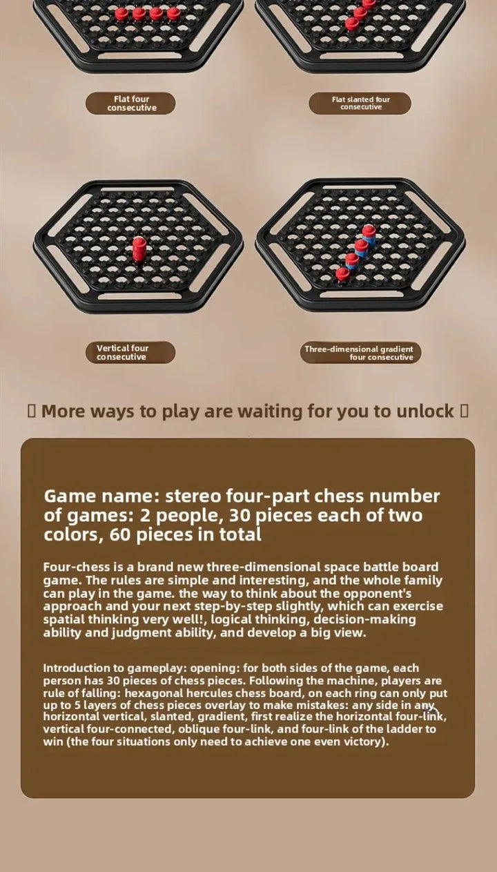 Connect Four Board Game Parent Child Interactive 3D Spatial Thinking Training Children's Board Game Puzzle Toys Birthday Present