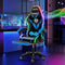 Ergonomic Gaming Chair with Massage, Bluetooth Speakers, LED Lights, and Footrest for Comfortable Video Gaming
