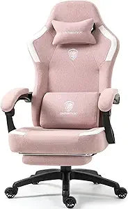 Fabric Gaming Chair with Pocket Spring Cushion,Breathable Computer Chairs with Massage Lumbar Support and Footrest,High Back Ga