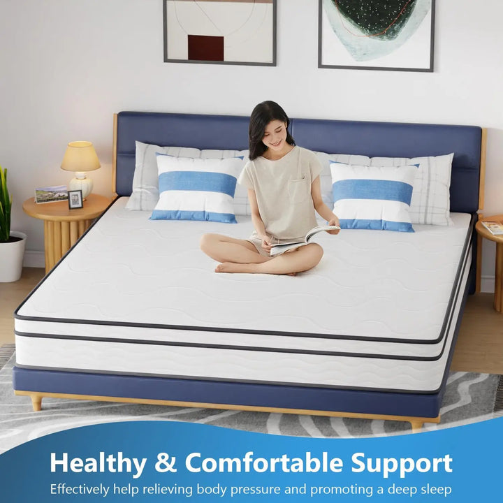 10 Inch King Mattress Hybrid Mattress Memory Foam Innerspring Premium Foam Mattress Pressure Relief CertiPUR-US Certified Medium