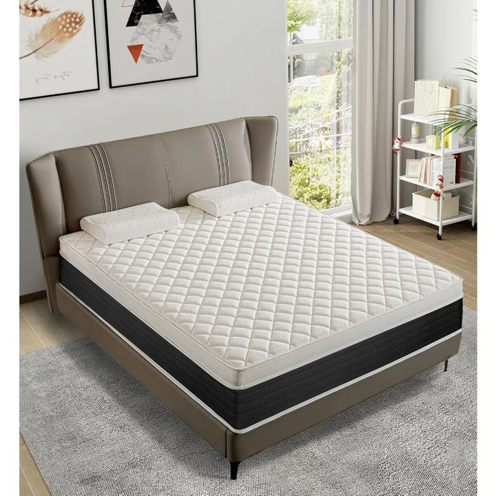 Queen Mattress,14 Inch Memory Foam and Innerspring Hybrid Mattress,14 inch Medium Firm Feel Queen Size Mattress in a Box, Pressu