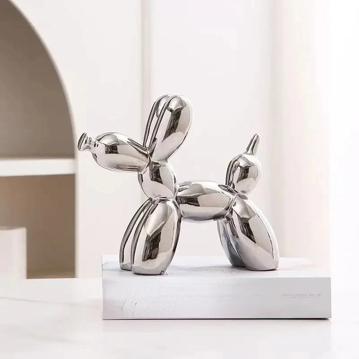 11cm/4.3inch Creative Balloon Dog Abstract Ceramic Ornament Sculpture Figurine Statue Home Office Decoration Gift