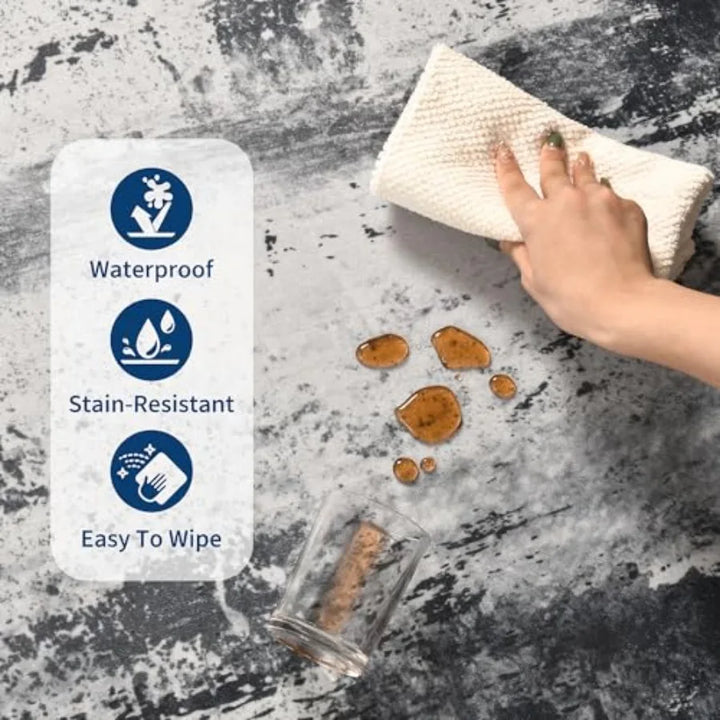 Living Room Rug 7x10 Ink Black Area Rugs Machine Washable Abstract Boho Large Rug NonSlip NonShedding Faux Wool Indoor Vintage