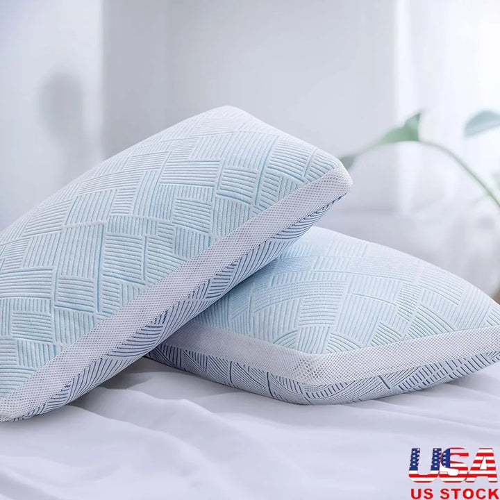 Adjustable Shredded Memory Foam Cooling Pillows King Set Hypoallergenic Hotel Quality Soft Bamboo Viscose Support Side Back