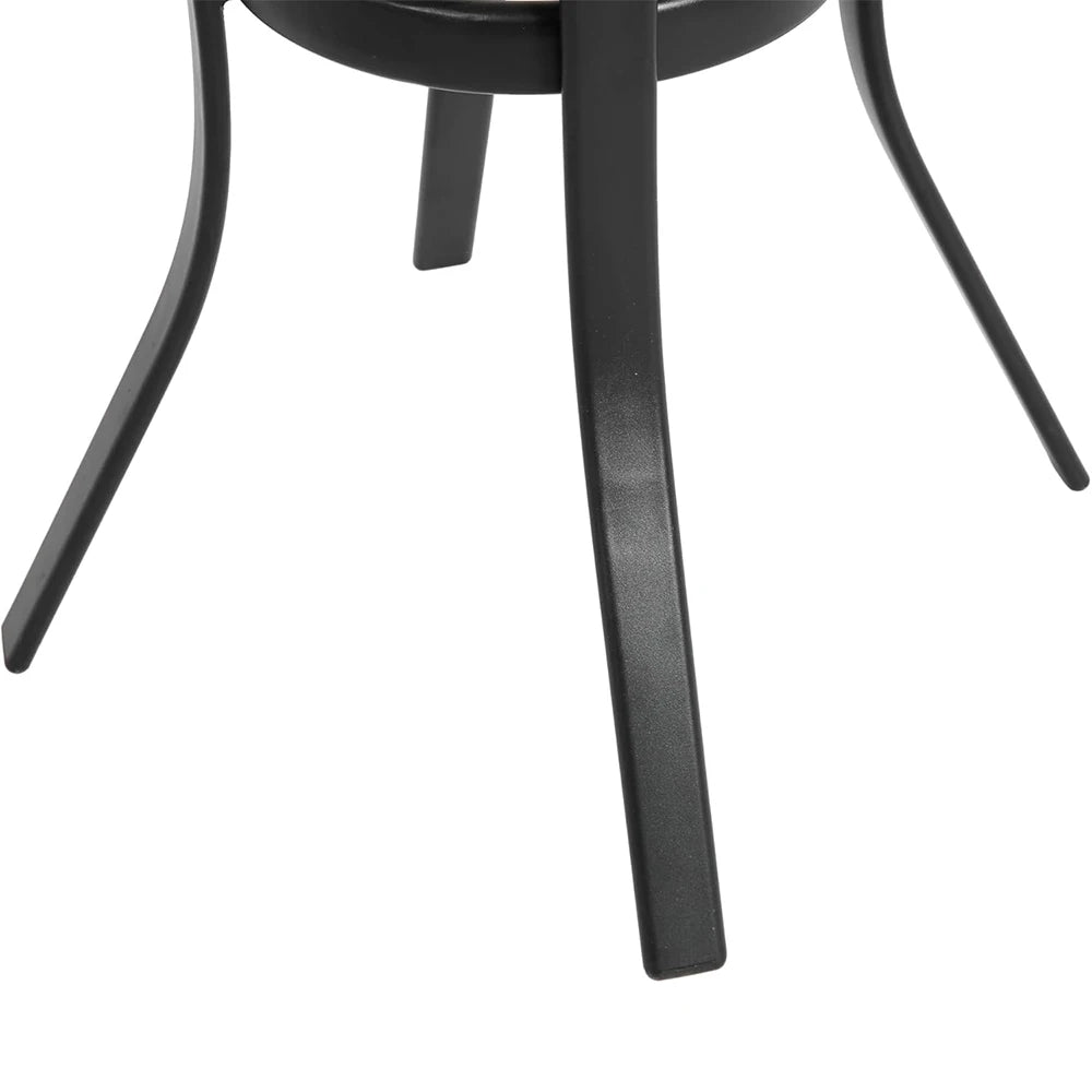 3 Piece Outdoor Bistro Table Set Modern Square Patio Table and Chairs All Weather Steel Balcony Furniture for Yard Garden