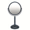 Round Two Sided 5X Black Framed Freestanding Makeup / Shaving Mirror