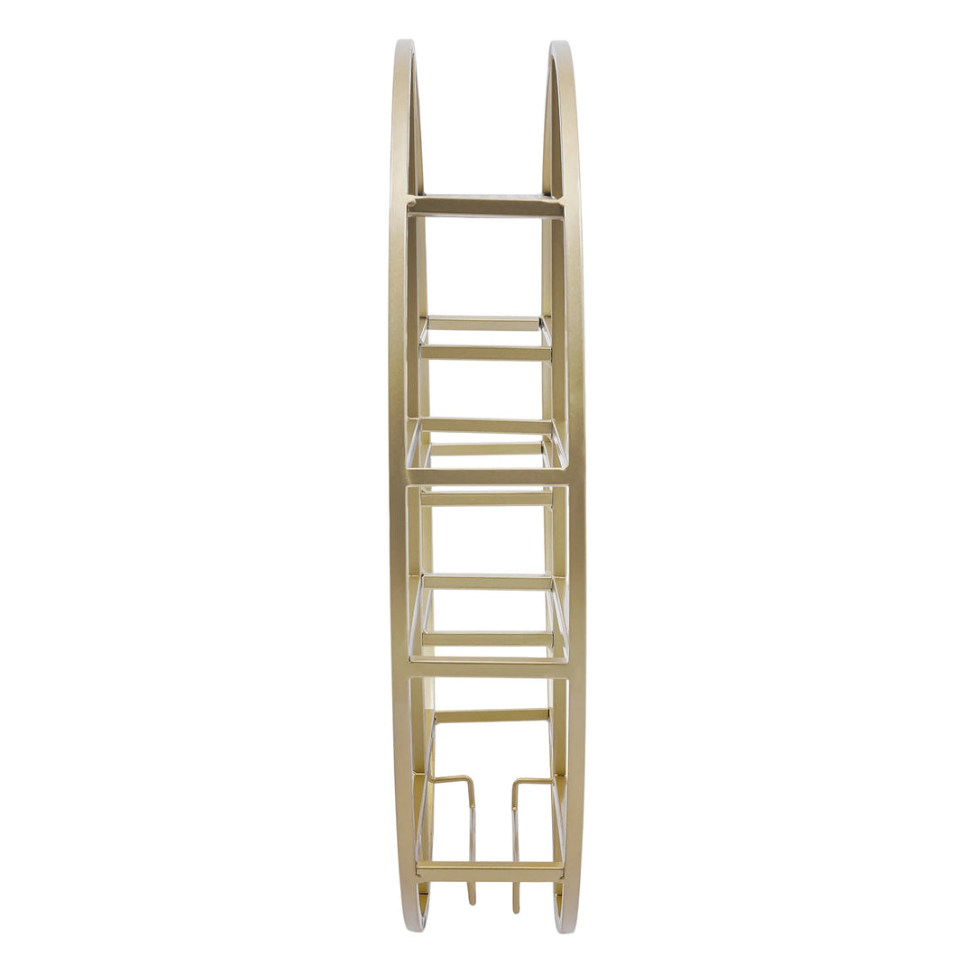 Round Wine Display Rack Bottle Shelf with Glass Holder Home Kitchen Wine Cellar Black/Gold