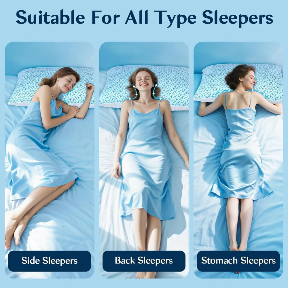 Shredded Memory Foam Pillows for Sleeping Queen Size Set of 4 Pack,Adjustable Cooling Bed Pillow for Side Back and Stomach Slee