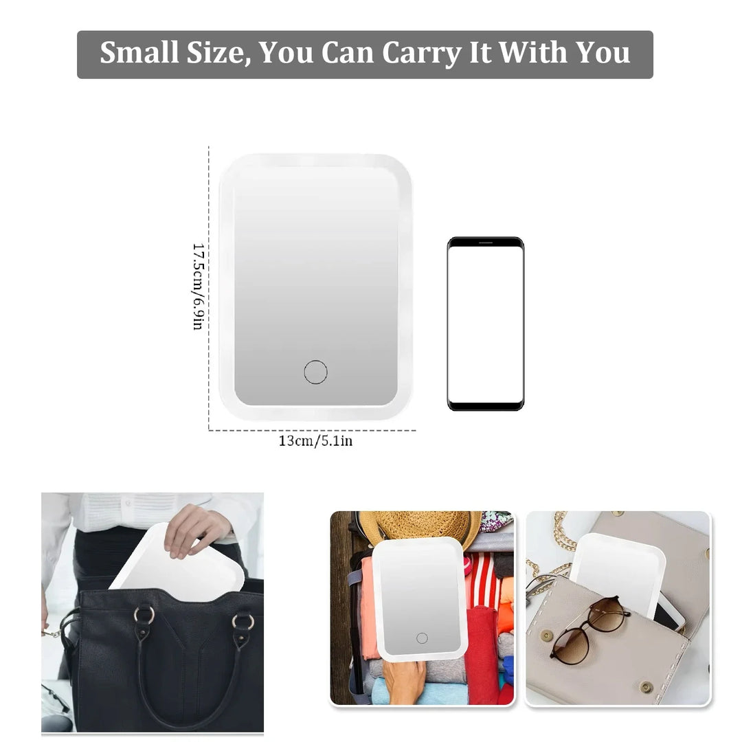 LED Makeup Mirror, Foldable Travel Cosmetic Mirror with Light, Touch Screen, Dimmable, 10X Magnifying Vanity Mirror