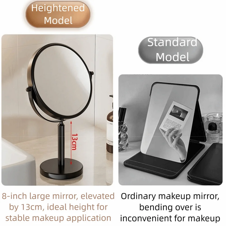 Double Sided Desktop Makeup Mirror 360 Rotating Waterproof Magnifying Cosmetic Mirror Round Free Standing Swivel Vanity Mirror