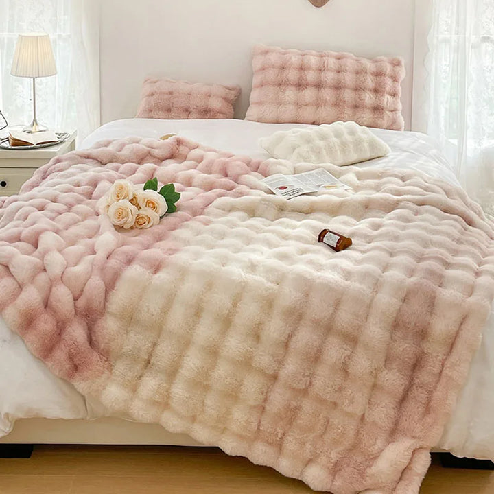 Luxury Thickened Rabbit Fur Plush Blanket High End Ultra Soft Cozy Office Nap Blanket Autumn Winter Sofa Cover for Living Room