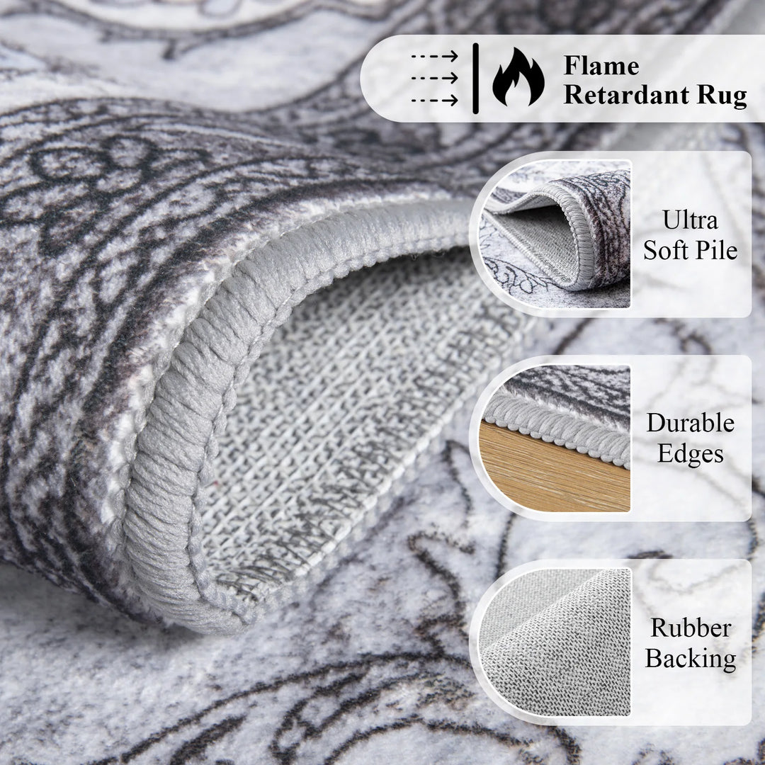 Area Rugs for Living Room Elegant Floral Traditional Faux Wool Area Rug