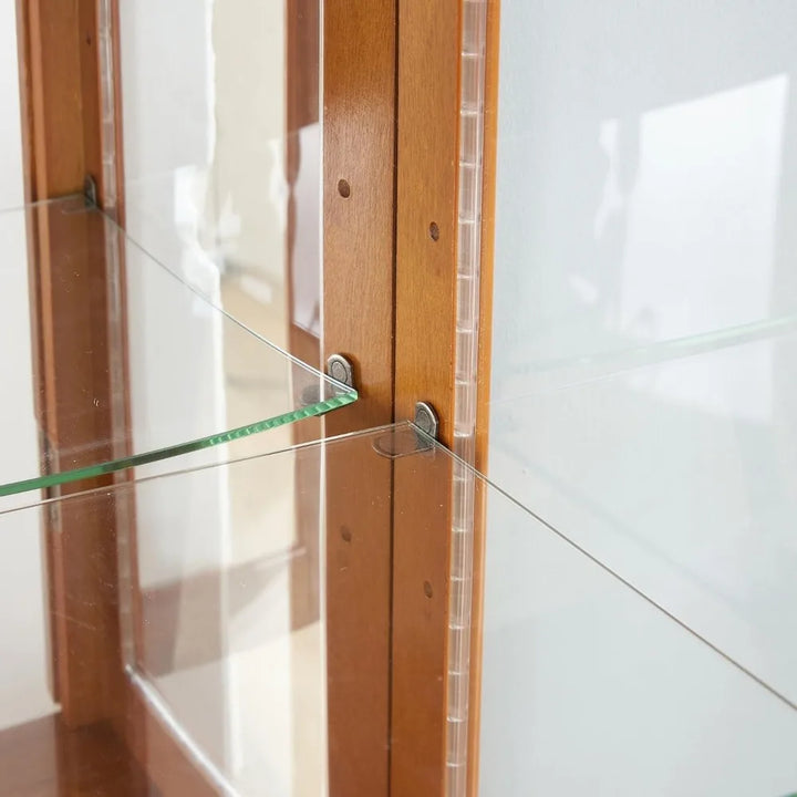 Lighted Glass Display Cabinet, 70" Curio Cabinet with Adjustable Glass Shelves Vintage,China Cabinet with 6 Shelves for Living R