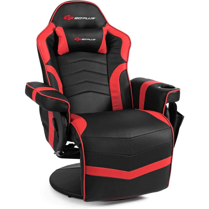 Ergonomic PU Leather Gaming Chair - Adjustable Massage Recliner w/ Footrest for Long Sessions